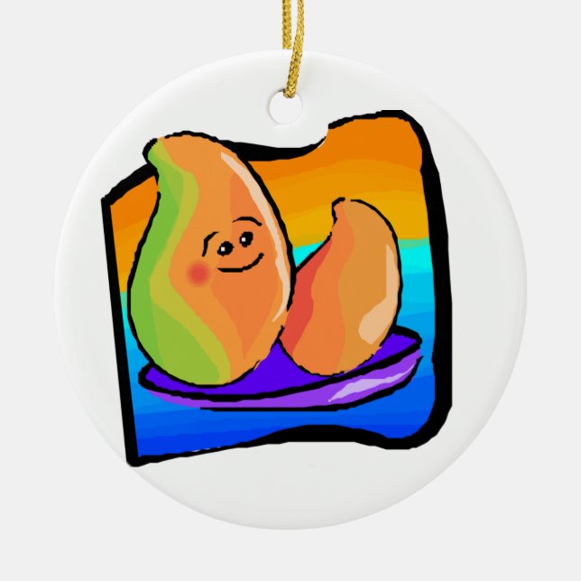 Lycklig Mango Julgransprydnad Keramik (Framsidan)