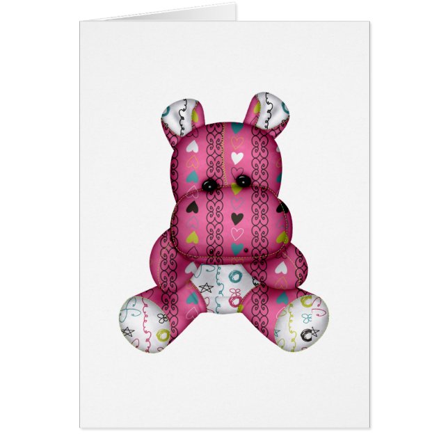 lycklig-manushjärtan hippo hälsningskort (Framsidan)