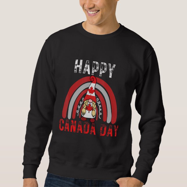 Lycklig Maple Löv Kanada Day Flagga Candain Rainbo Lång Ärmad Tröja (Framsida)