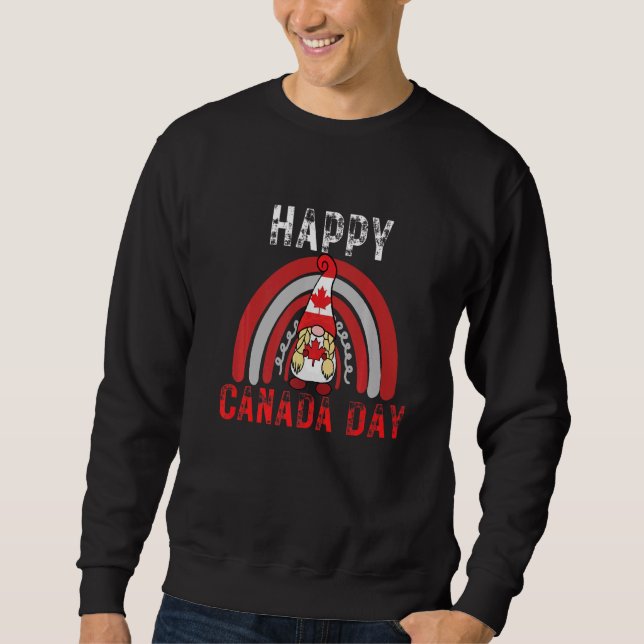 Lycklig Maple Löv Kanada Day Flagga Candain Rainbo Lång Ärmad Tröja (Framsida)