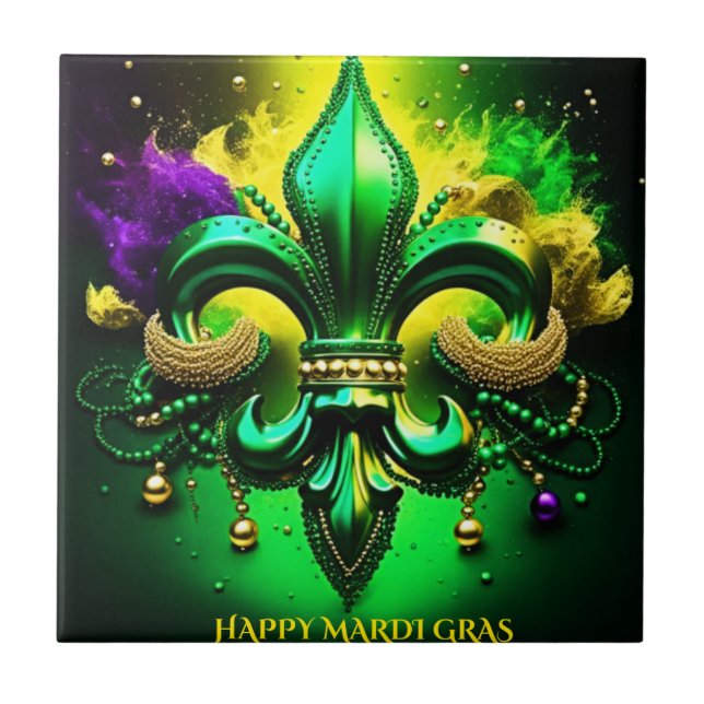 Lycklig Mardi Gras 2024 Kakelplatta (Framsidan)