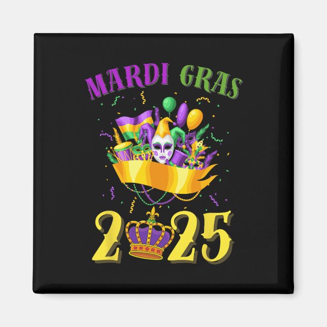 Lycklig Mardi Gras 2025 Tee Carnival Mardi Gras 20 Magnet (Framsidan)