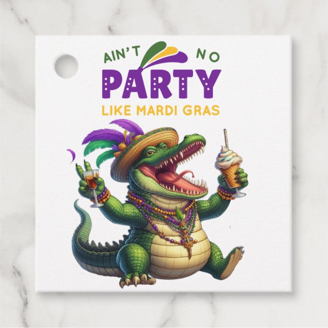 Lycklig Mardi Gras Alligator Gåvor Etiketter (Framsida)