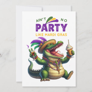 Lycklig Mardi Gras Alligator Julkort