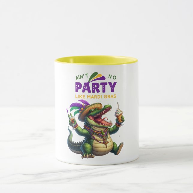 Lycklig Mardi Gras Alligator Mugg (Center)