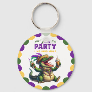 Lycklig Mardi Gras Alligator Nyckelring