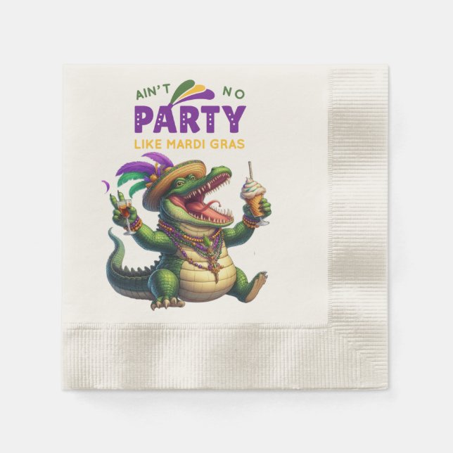 Lycklig Mardi Gras Alligator Pappersservett (Framsidan)
