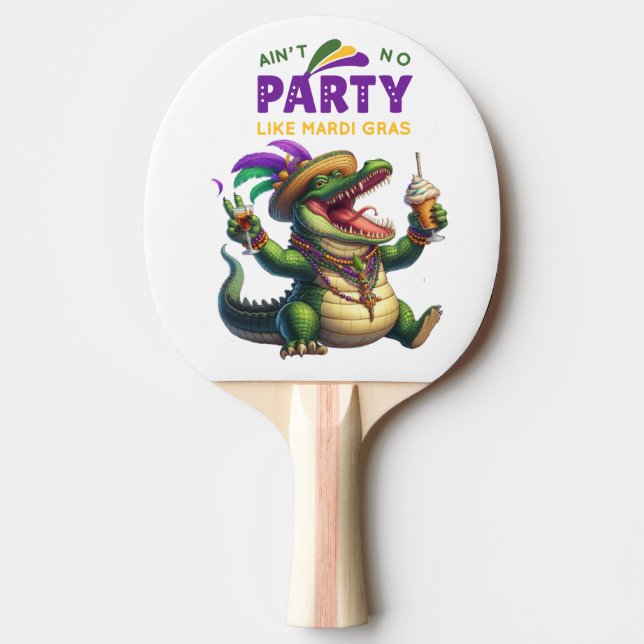 Lycklig Mardi Gras alligator Ping Pong Paddle Pingisracket (Framsidan)