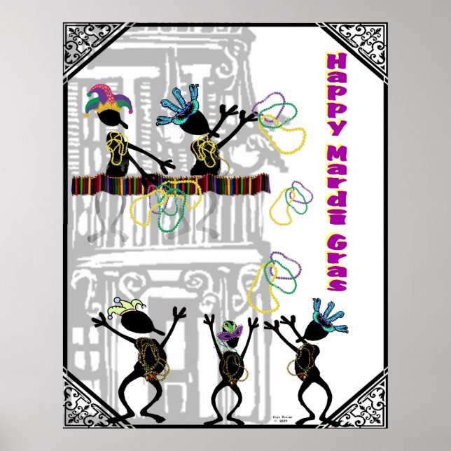 Lycklig Mardi Gras—Balcony Scene Poster (Framsidan)