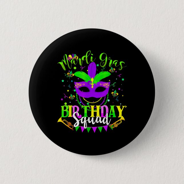 Lycklig Mardi Gras Birthday Mardi Gras Squad Resa  Knapp (Framsida)
