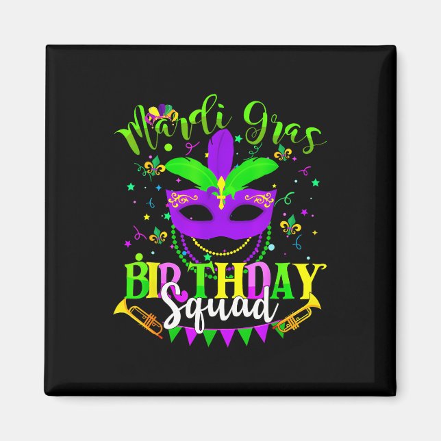 Lycklig Mardi Gras Birthday Mardi Gras Squad Resa  Magnet (Framsidan)