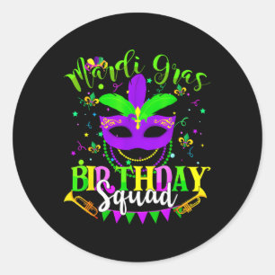 Lycklig Mardi Gras Birthday Mardi Gras Squad Resa Runt Klistermärke