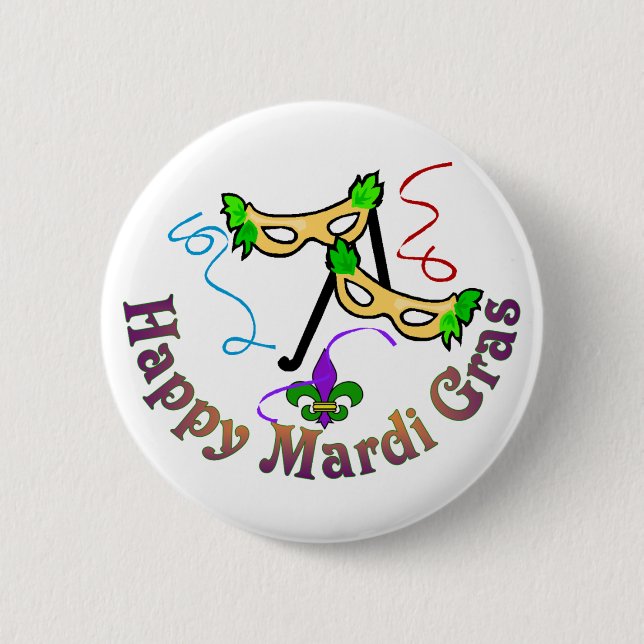 Lycklig Mardi Gras Button Knapp (Framsida)