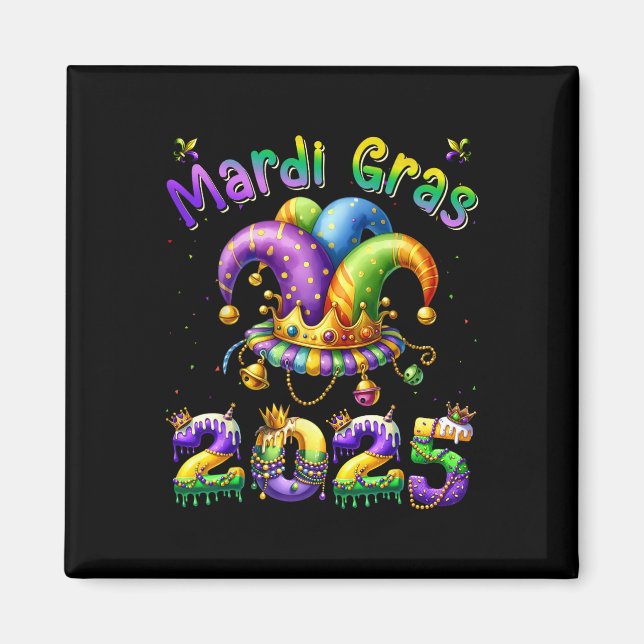 Lycklig Mardi Gras Carnival Mardi Gras 2025 Jester Magnet (Framsidan)