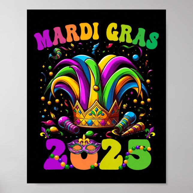 Lycklig Mardi Gras Carnival Mardi Gras 2025 Jester Poster (Framsidan)