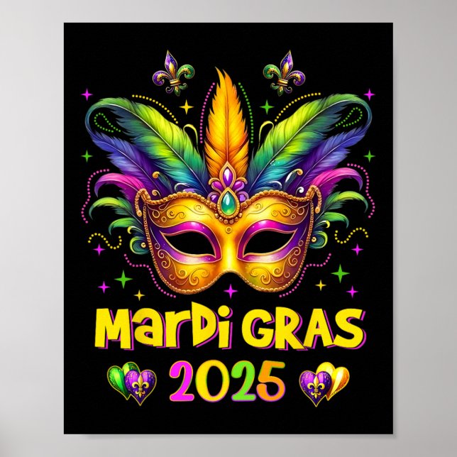 Lycklig Mardi Gras Carnival Mardi Gras Mask 2025 J Poster (Framsidan)