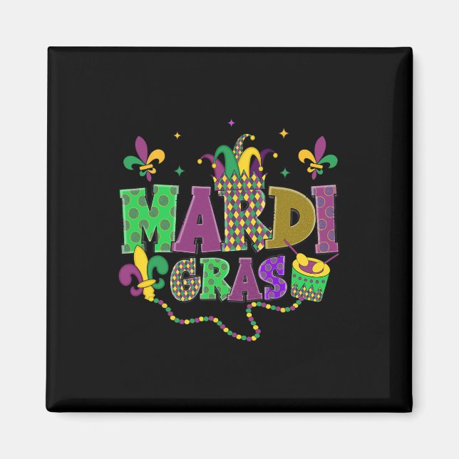 Lycklig Mardi Gras Carnival Tjock tisdag Fleur De  Magnet (Framsidan)