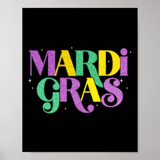 Lycklig Mardi Gras Carnival Tjock tisdag Fleur De  Poster (Framsidan)