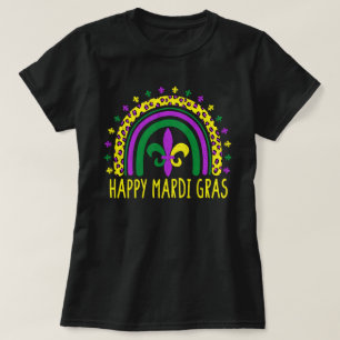 Lycklig Mardi Gras Cute Leopard Rainbow T Shirt