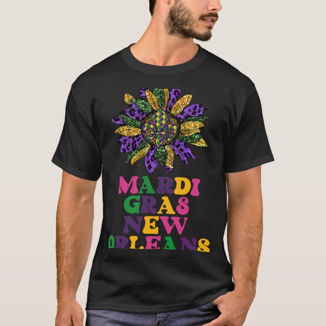 Lycklig Mardi Gras Festival New Orleans Sunros Vi T Shirt (Framsida)