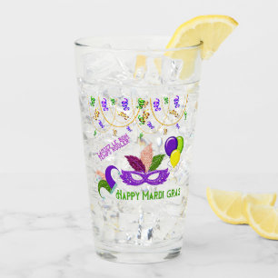 Lycklig Mardi Gras Firande Party Mask Drinking Glaskopp