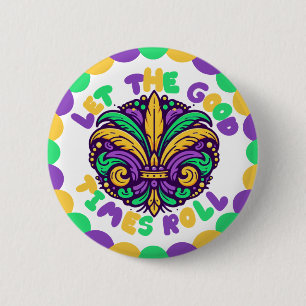 Lycklig Mardi Gras fleur-de-lis Knapp