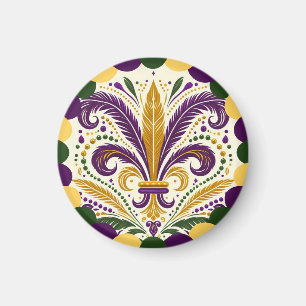 Lycklig Mardi Gras fleur-de-lis Magnet