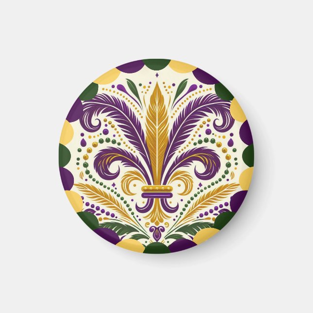 Lycklig Mardi Gras fleur-de-lis Magnet (Framsidan)