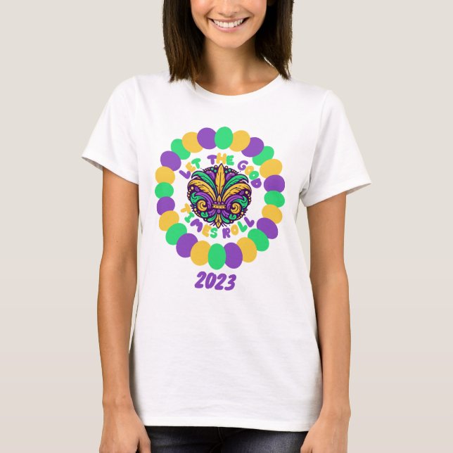 Lycklig Mardi Gras fleur-de-lis T Shirt (Framsida)