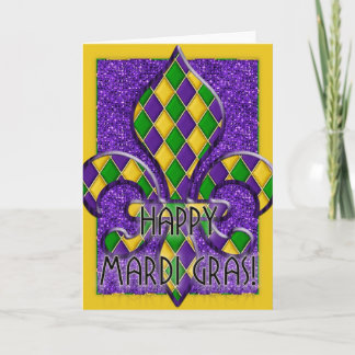 Lycklig Mardi Gras Fleur Design Greeting Card d1 Kort