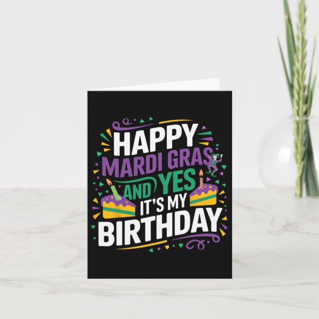 Lycklig Mardi Gras Ja min födelsedag Party Kort (Framsida)