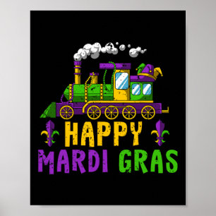 Lycklig Mardi Gras Jester Tåg Carnival Parad Part Poster