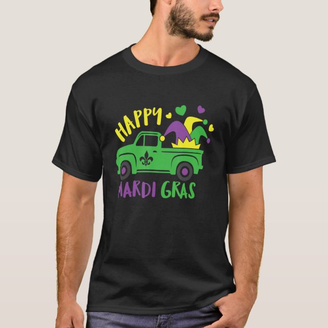 Lycklig Mardi Gras Lastbil Costume New Orleans Par T Shirt (Framsida)