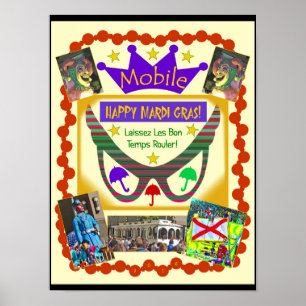 Lycklig Mardi Gras Mobile Poster