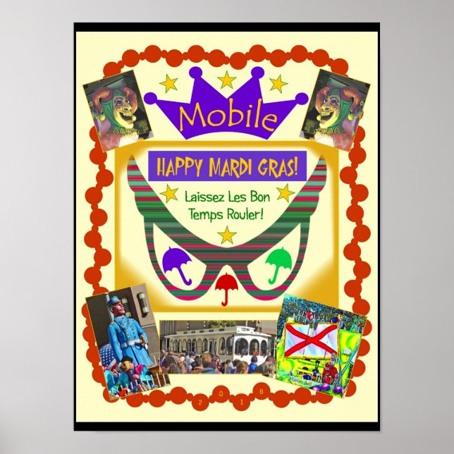 Lycklig Mardi Gras Mobile Poster (Framsidan)