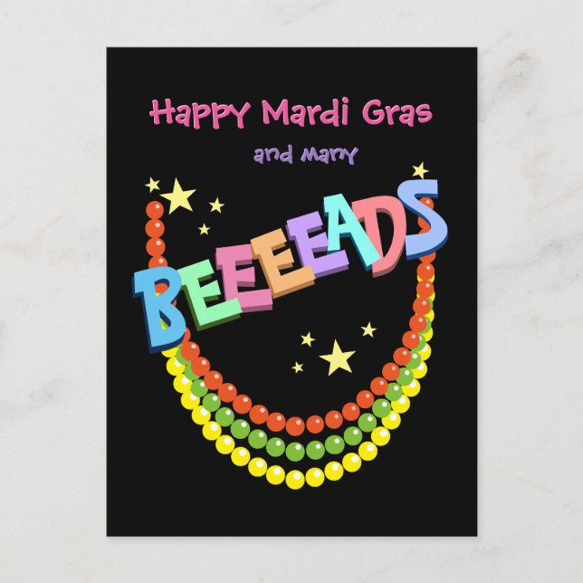 Lycklig Mardi Gras och många Beeads Vykort (Framsida)