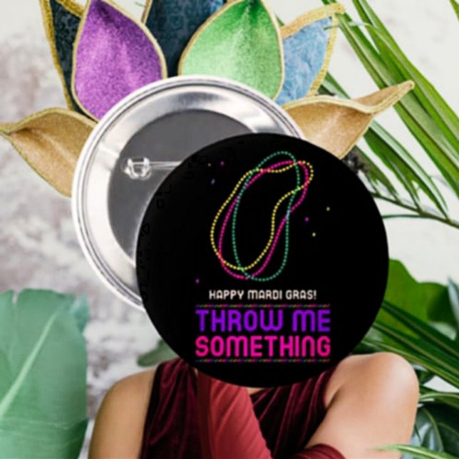 Lycklig Mardi Gras Pärlor Button Knapp (Skapare uppladdad)