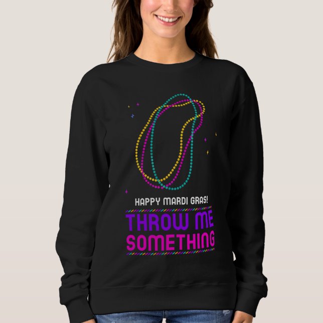 Lycklig Mardi Gras Pärlor Sweatshirt T Shirt (Framsida)