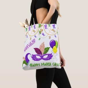 Lycklig Mardi Gras Party Firande Colombina Mask Tygkasse