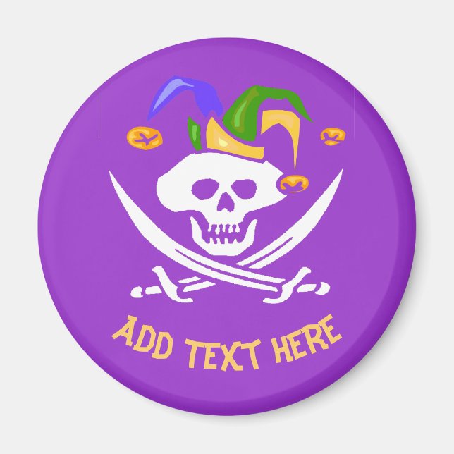 Lycklig Mardi Gras Pirat Magnet (Framsidan)