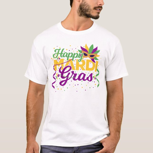 Lycklig Mardi Gras T Shirt (Framsida)