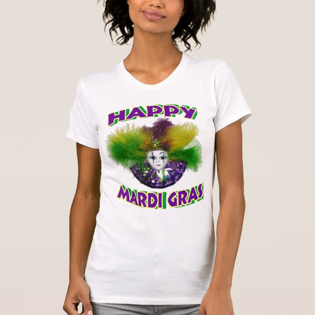 Lycklig Mardi Gras T-tröja Tee Shirt (Framsida)