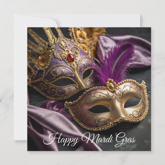 Lycklig Mardi Gras Venetian Mask Julkort (Framsida)