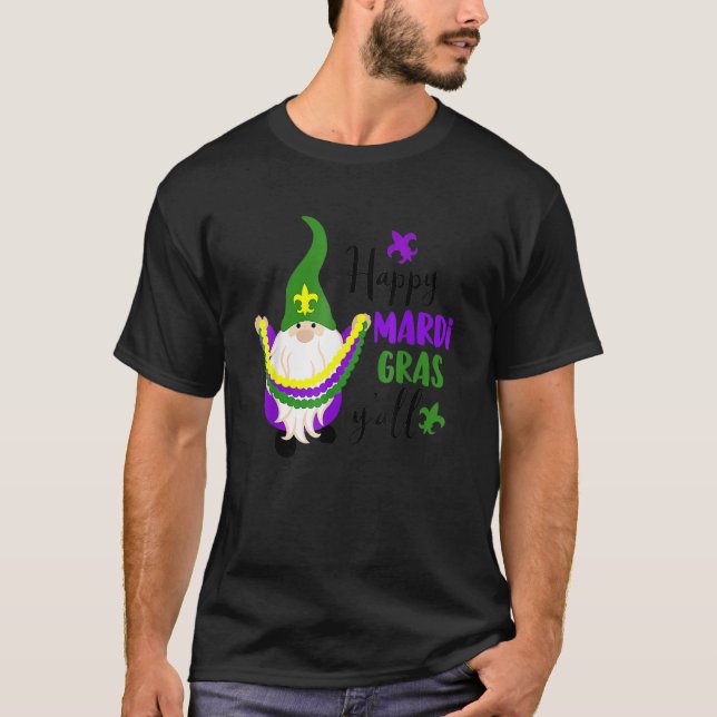 Lycklig Mardi Gras Yall Gnome Mardi Gras 2023 Pärl T Shirt (Framsida)