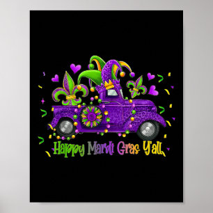 Lycklig Mardi Gras Y'all Lastbil Leopard Mardi Gra Poster