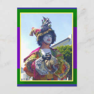 Lycklig Mardis Gras clown Vykort