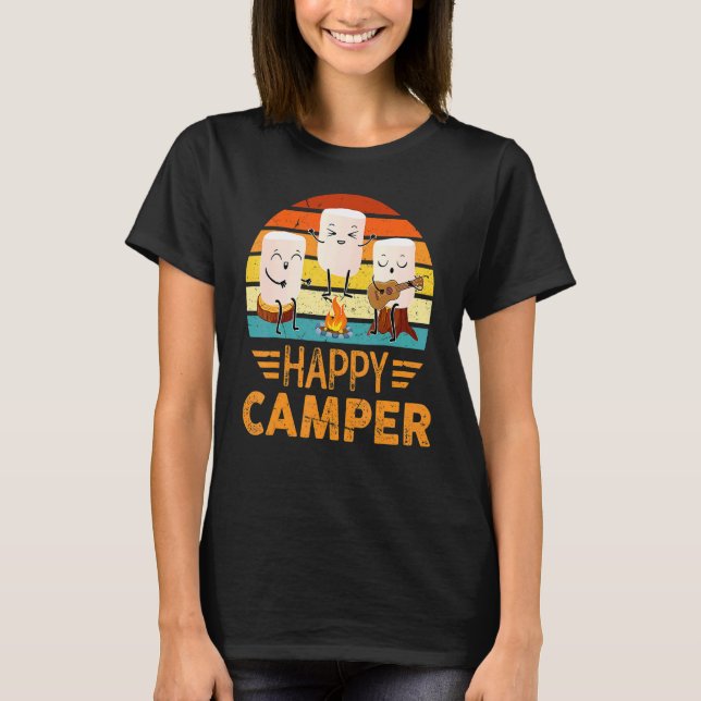 Lycklig Marshmallow Camper Cute För barn Women Man T Shirt (Framsida)