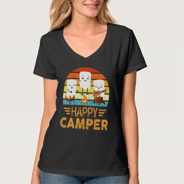 Lycklig Marshmallow Camper Cute För barn Women Man T Shirt (Framsida)