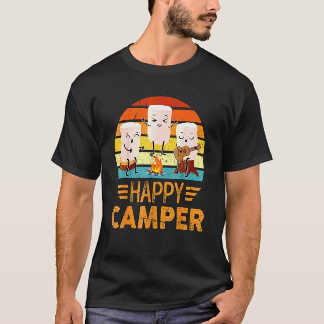 Lycklig Marshmallow Camper Cute För barn Women Man T Shirt (Framsida)