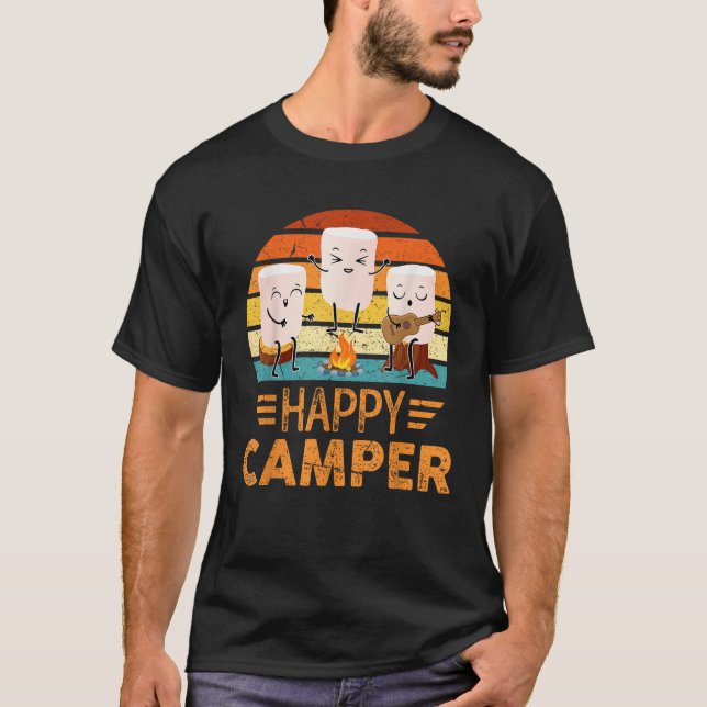 Lycklig Marshmallow Camper Cute För barn Women T Shirt (Framsida)